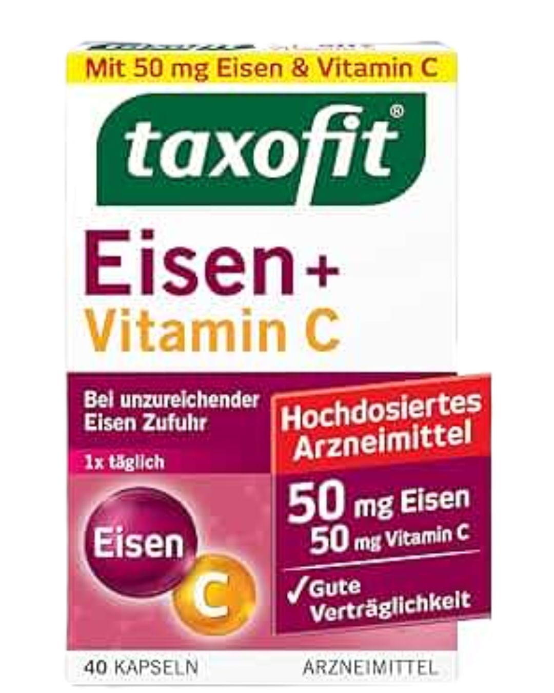 Taxofit® Iron + Vitamin C Capsules – Pack of 40